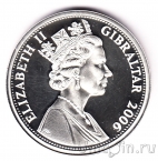 Гибралтар 5 фунтов 2006 80 лет Королеве