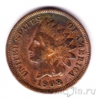 США 1 цент 1908