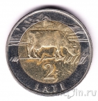 Латвия 2 лата 1999 Корова