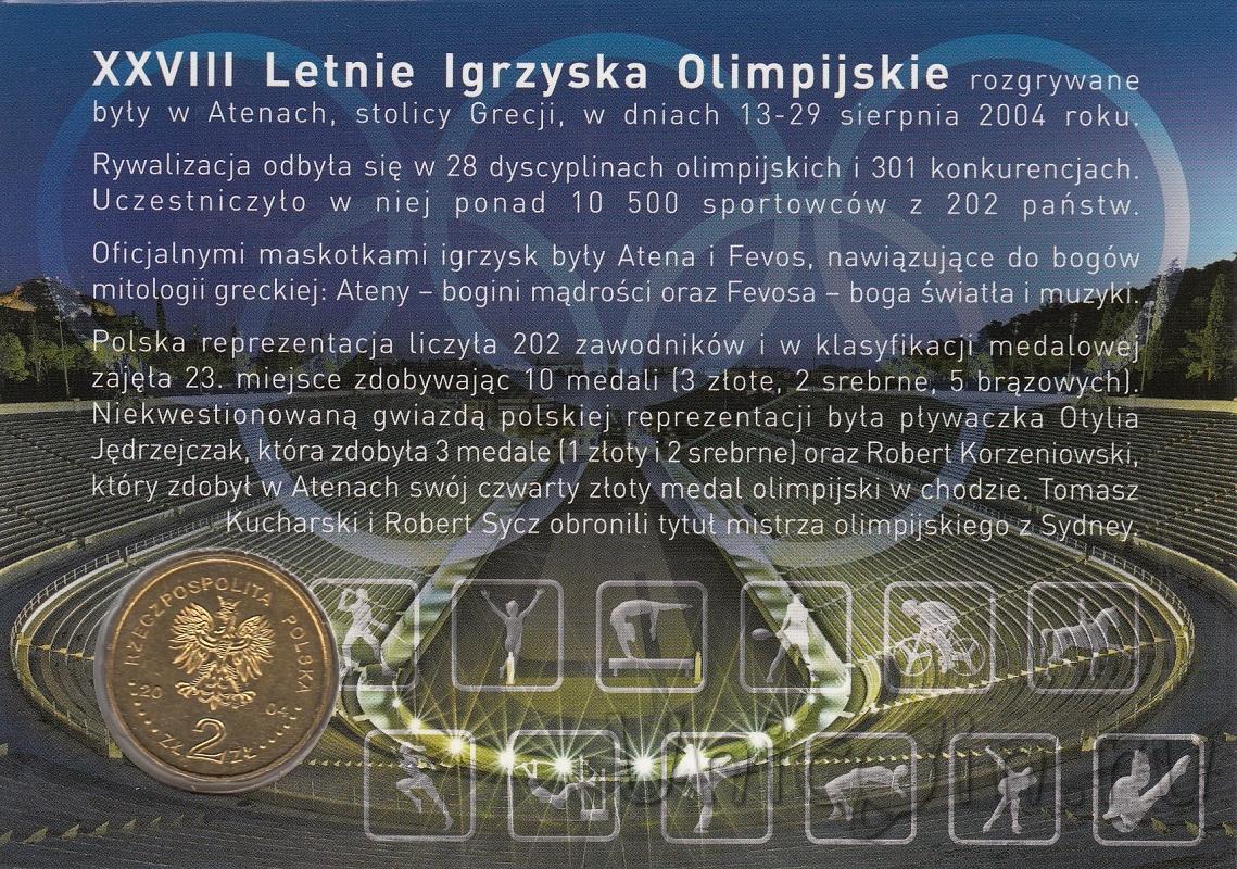 Польша 2 злотых 2004 Олимпийские игры в Афинах (в буклете).  Интернет-магазин монет UniCoin