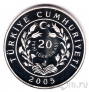Турция 20 лир 2005 Полосатая гиена