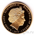 Джерси 50 пенсов 2018 100 лет Королевским ВВС