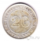 Стрейтс-Сетлментс 20 центов 1919