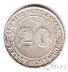 Стрейтс-Сетлментс 20 центов 1919