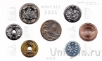 Япония набор 6 монет + жетон год Змеи 2025 (UNC, в коробке)