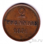 Ганновер 2 пфеннига 1851
