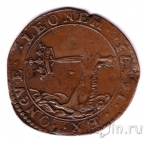 Испанские Нидерланды медная монета 1673