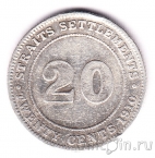 Стрейтс-Сетлментс 20 центов 1910