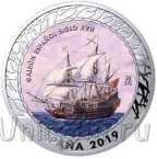 Испания 1,5 евро 2019 Испанский галеон XVII века