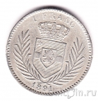 Бельгийское Конго 1 франк 1891